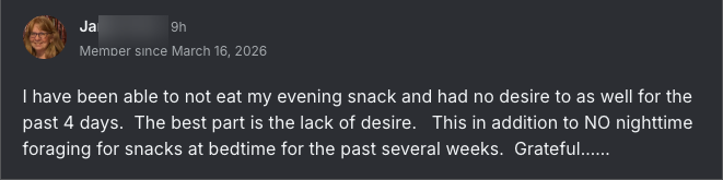 Community win: no desire for evening snacks for the past 4 days